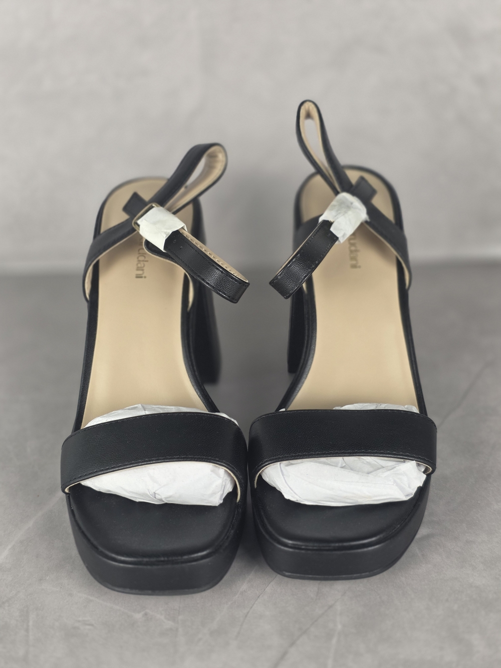Burudani Black Platform Block Heel Sandals for Women